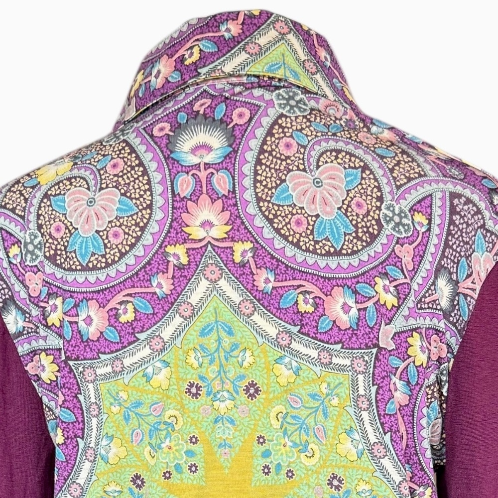 Etro‎ Vintage Look Purple & Green Wool Paisley Floral Top Sz M - Picture 8 of 10